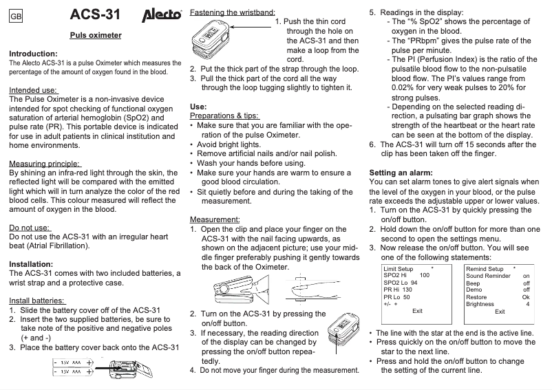 Image de la première page du manuel de l'appareil ACP-31