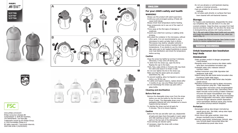 Page 1 de la notice Manuel utilisateur Philips AVENT SCF798