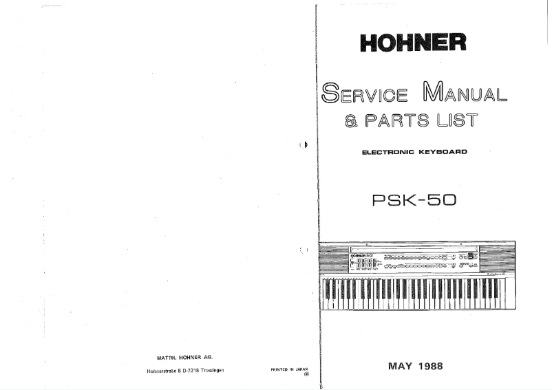 Page 1 de la notice Manuel utilisateur Hohner PSK-50