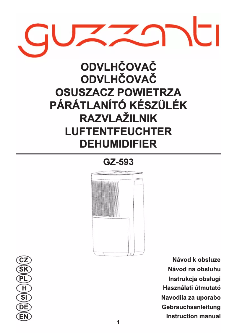 Page 1 de la notice Manuel utilisateur Guzzanti GZ-593