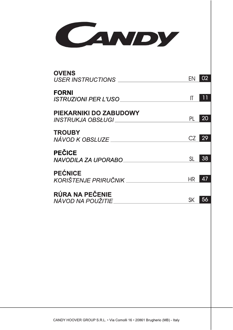 Page 1 de la notice Manuel utilisateur Candy FCT625XL/1