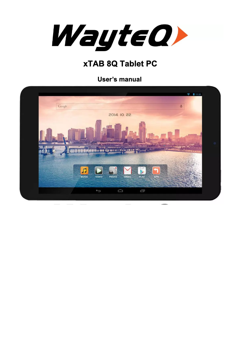 Page n°1 - Manuel utilisateur WayteQ XTAB 8Q