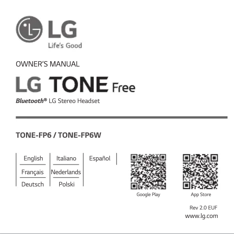 Image de la première page du manuel de l'appareil Tone Free TONE-FP6W