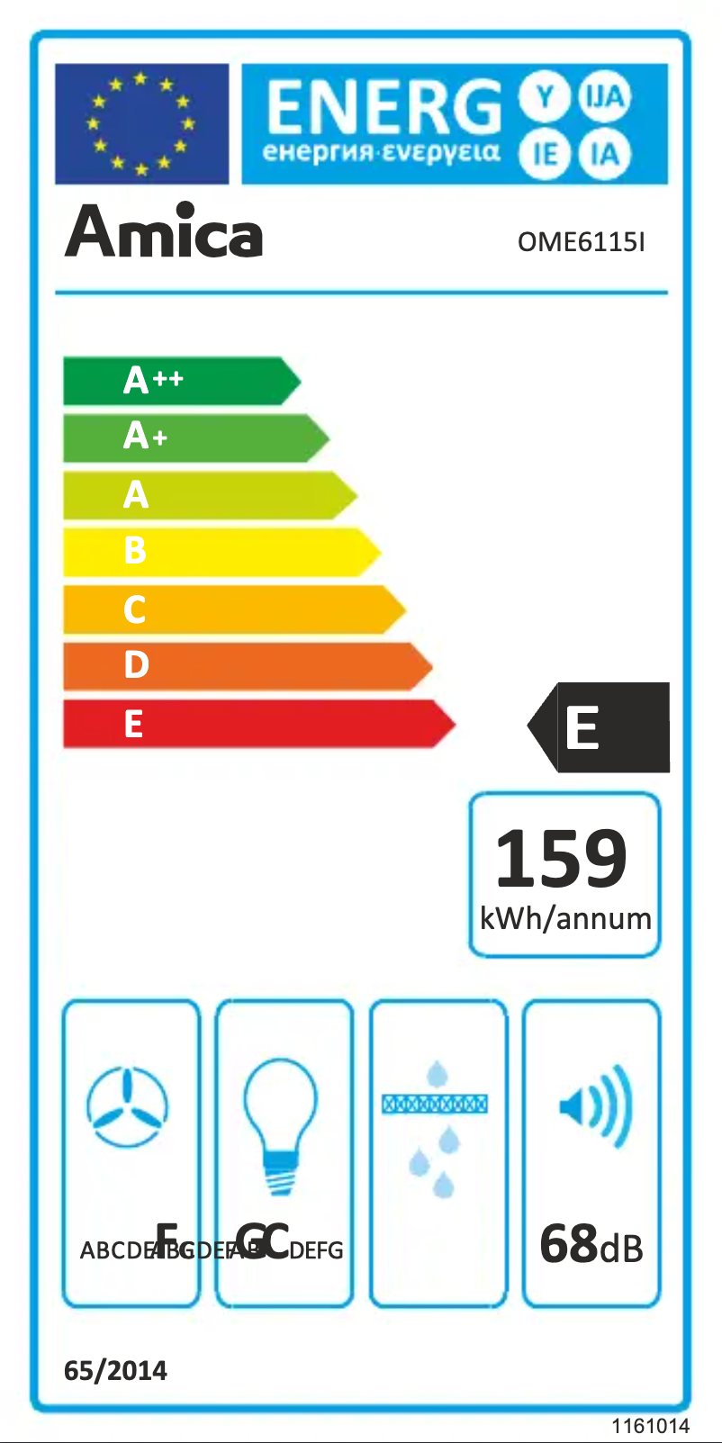 Page 1 de la notice Label énergétique Amica OME6115I