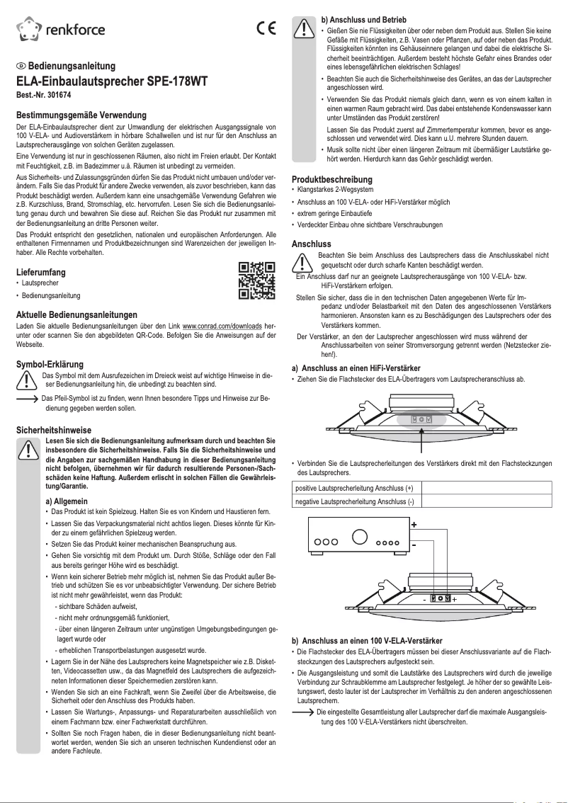 Page 1 de la notice Manuel utilisateur Renkforce SPE-178WT