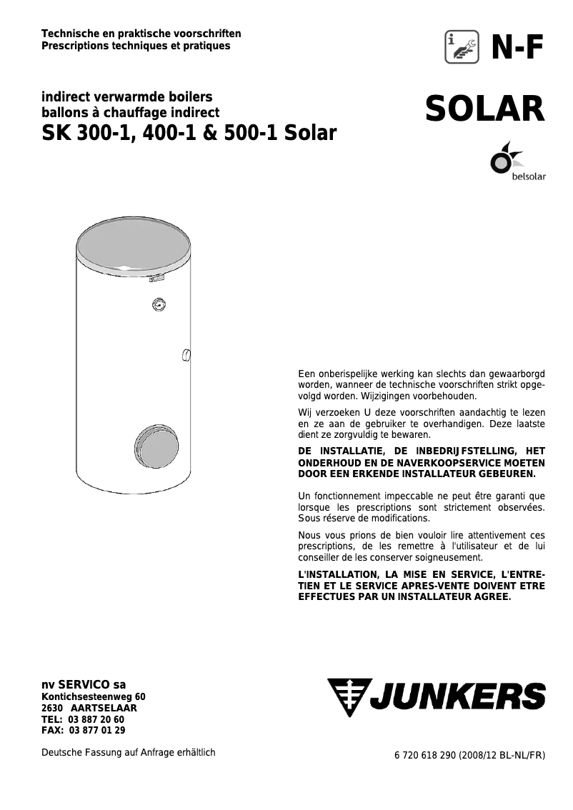 Page 1 de la notice Manuel utilisateur Junkers SK 500-1 Solar