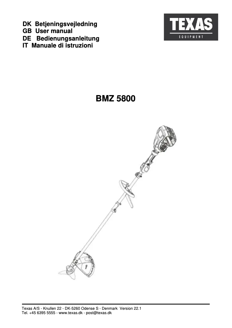 Imagen de la primera página del manual del dispositivo BMZ 5800