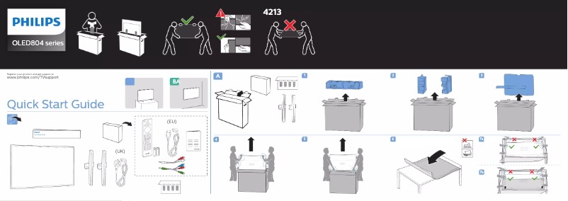 Page 1 de la notice Guide de démarrage rapide Philips 55OLED804