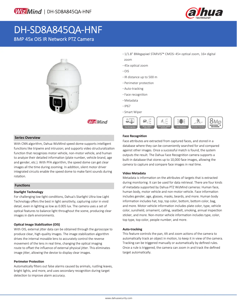 Page n°1 - Fiche technique Dahua Technology SD8A845QA-HNF
