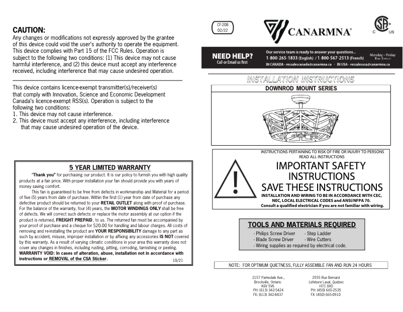 Page n°1 - Manuel utilisateur Canarm Maud