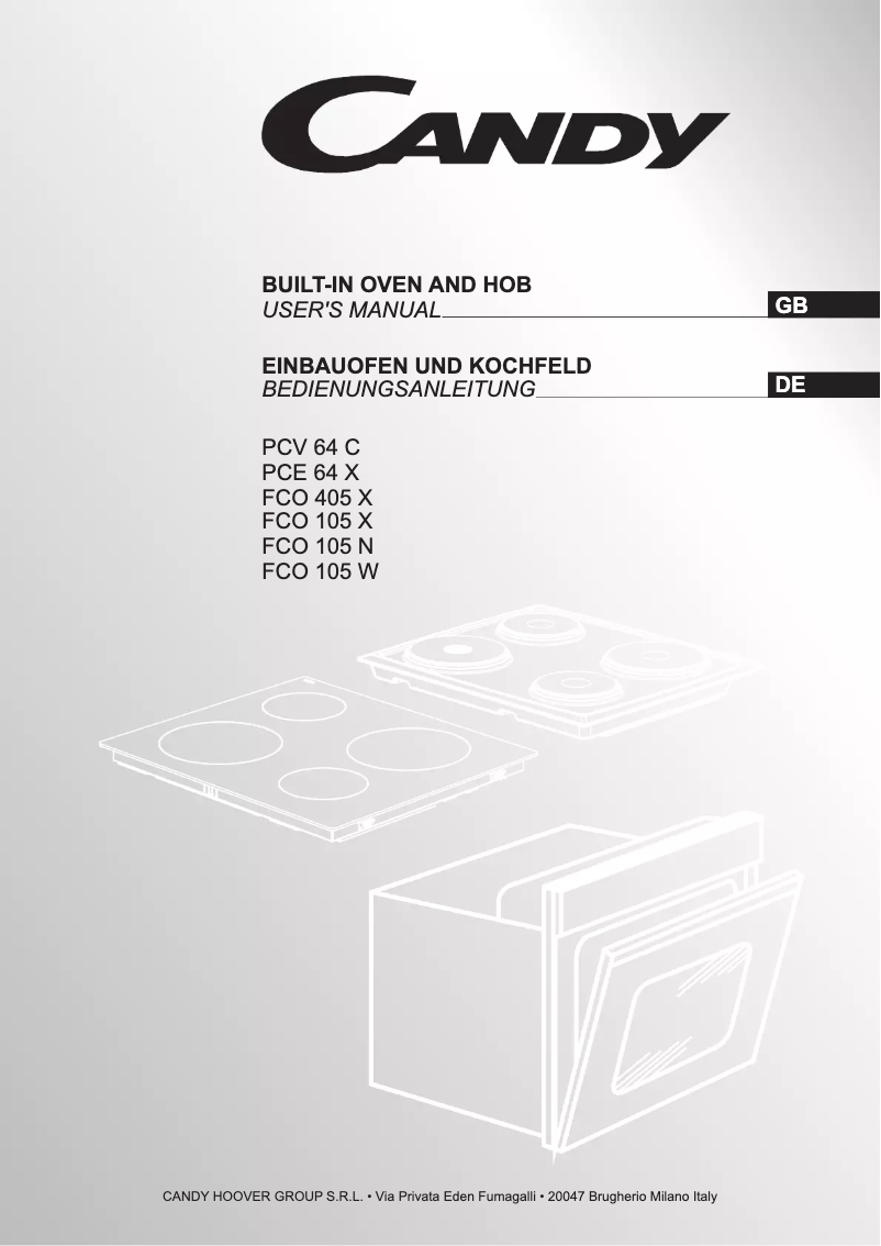 Page 1 de la notice Manuel utilisateur Candy PCE64X