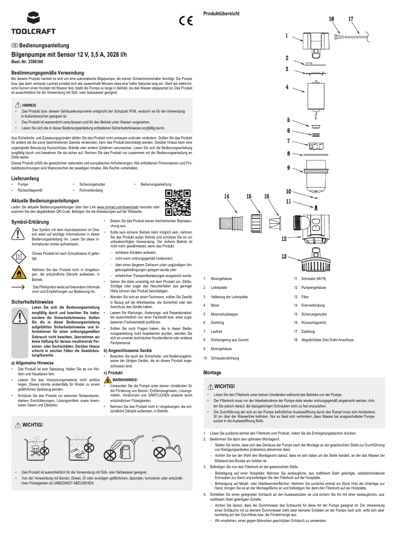 Page 1 de la notice Manuel utilisateur Toolcraft TO-7159164