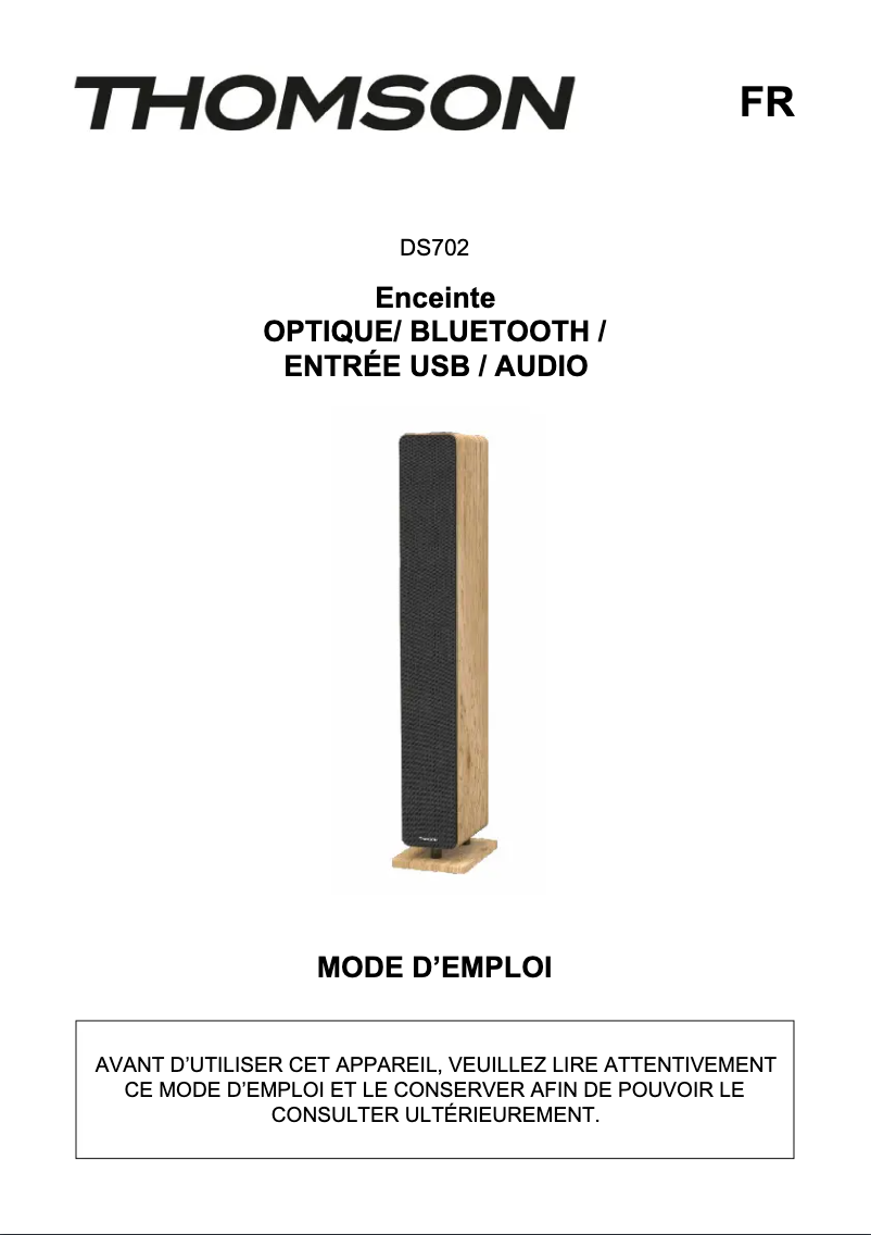 Page 1 de la notice Manuel utilisateur Thomson DS702