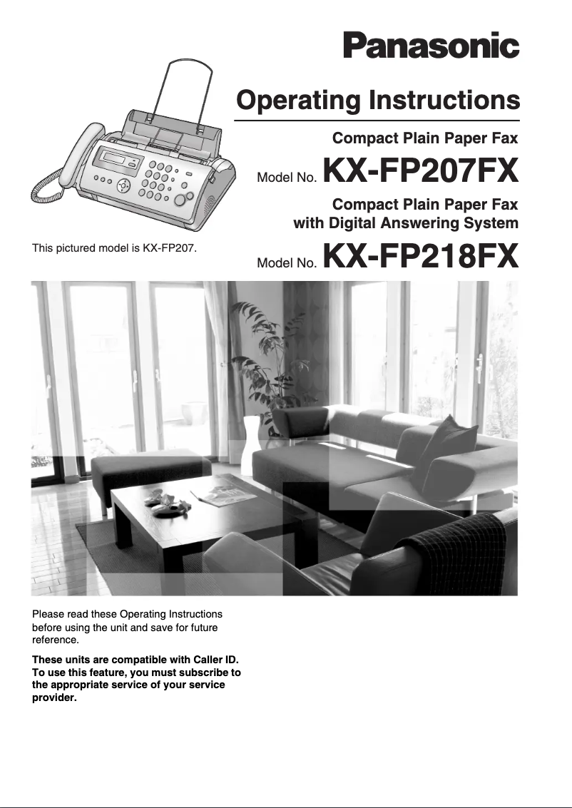 Image de la première page du manuel de l'appareil KX-FP218FX