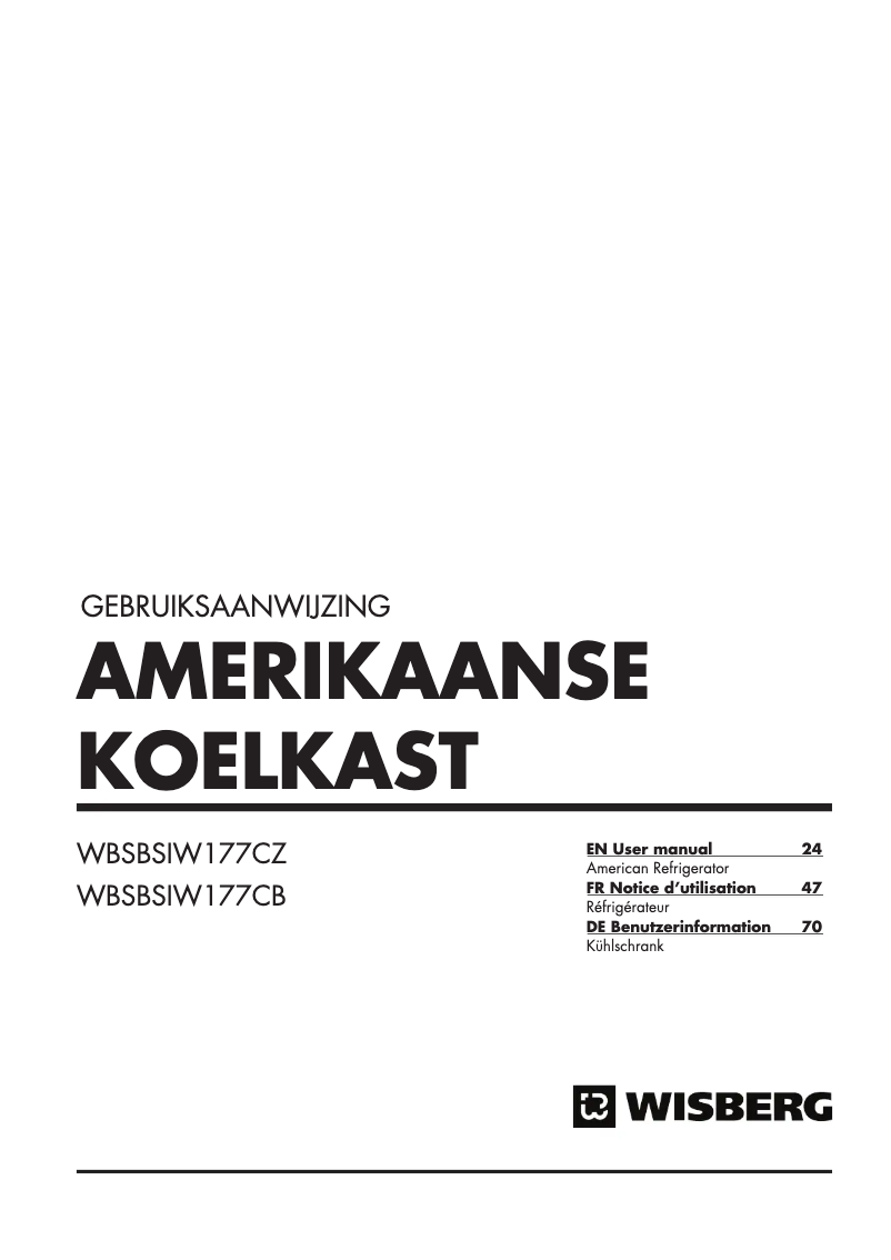 Page 1 de la notice Manuel utilisateur Wisberg WBSBSIW177CZ