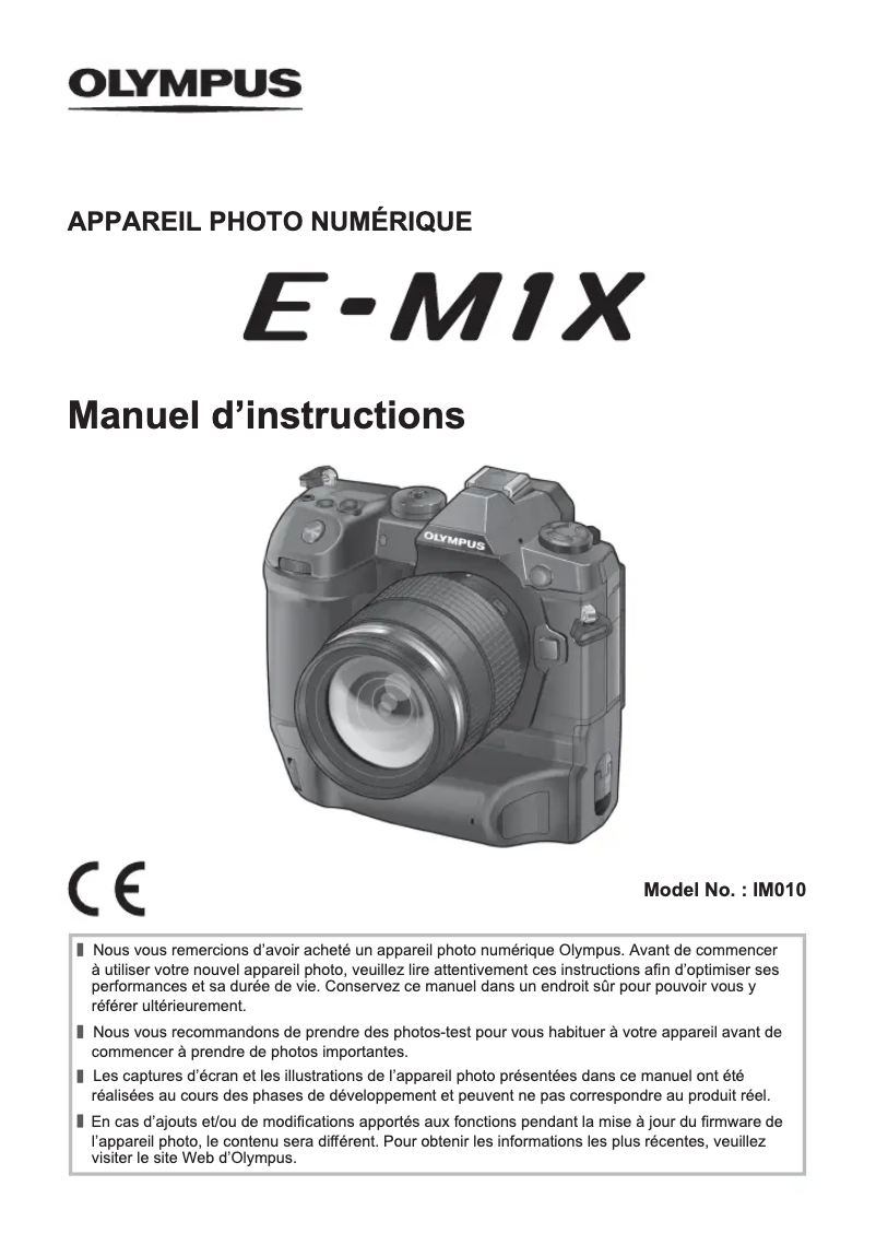 Page 1 de la notice Manuel utilisateur Olympus E-M1X
