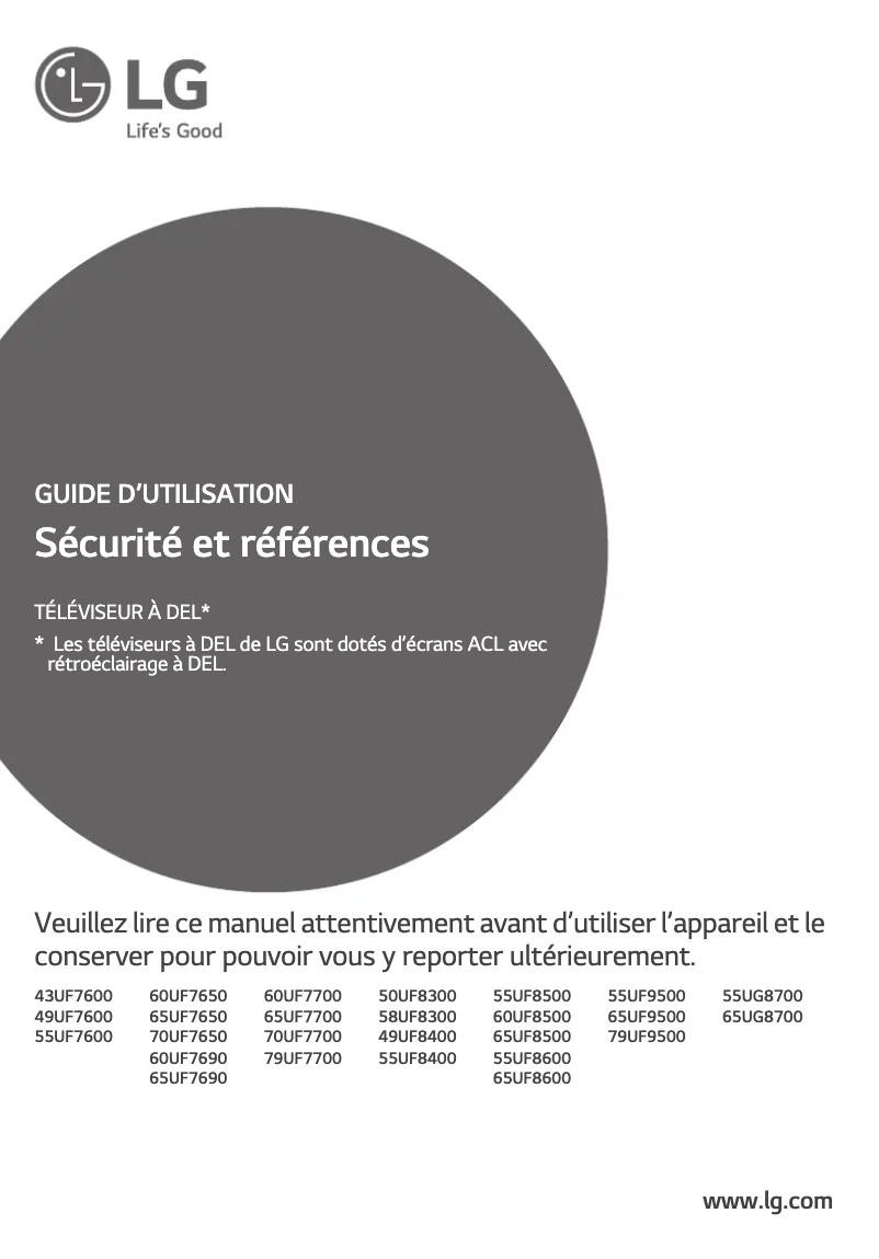 Image de la première page du manuel de l'appareil 60UF7650