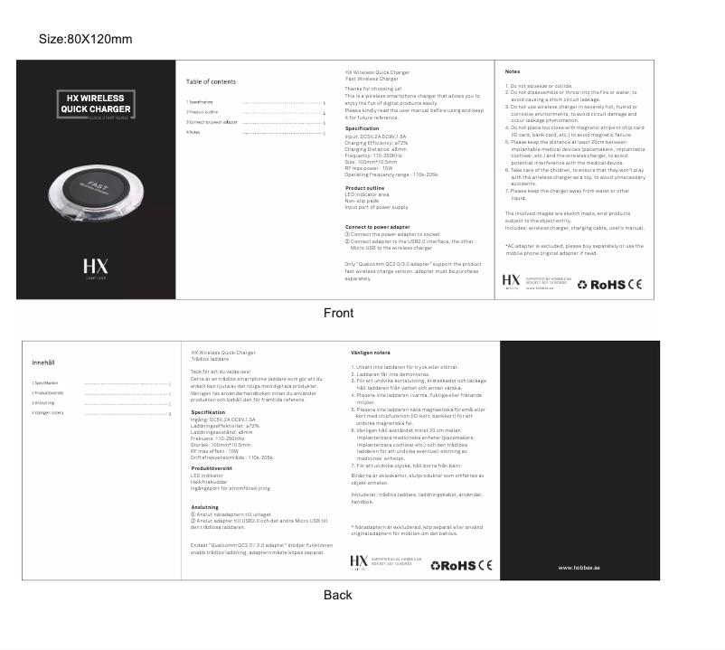 Page n°1 - Manuel utilisateur HX SNW130