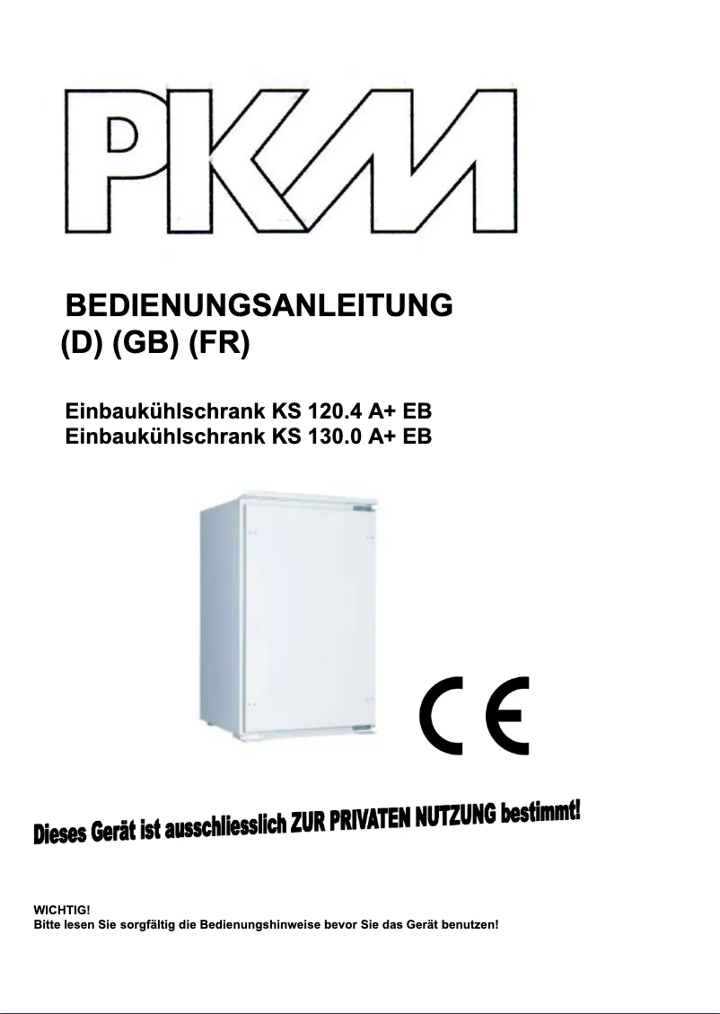 Page 1 de la notice Manuel utilisateur PKM KS 120.4