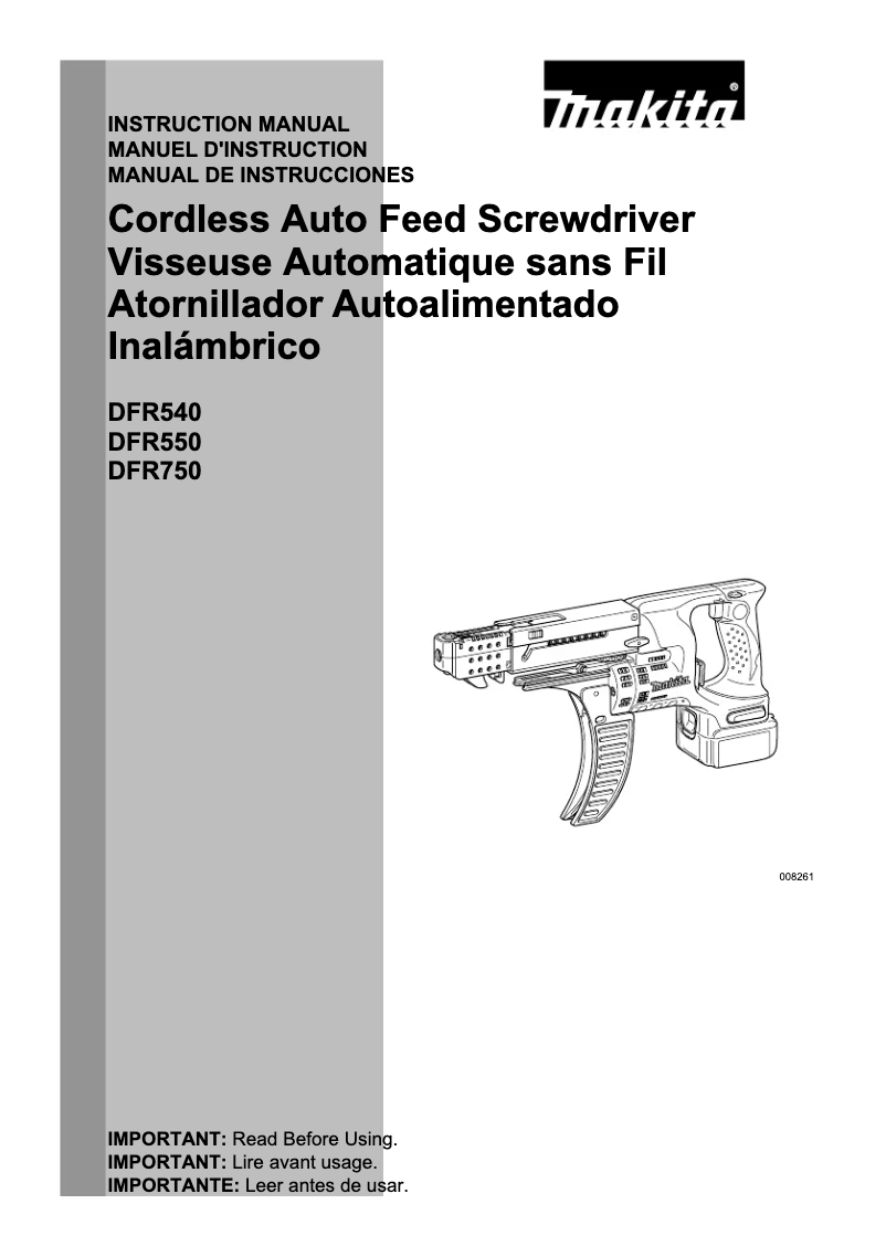 Page n°1 - Manuel utilisateur Makita DFR550