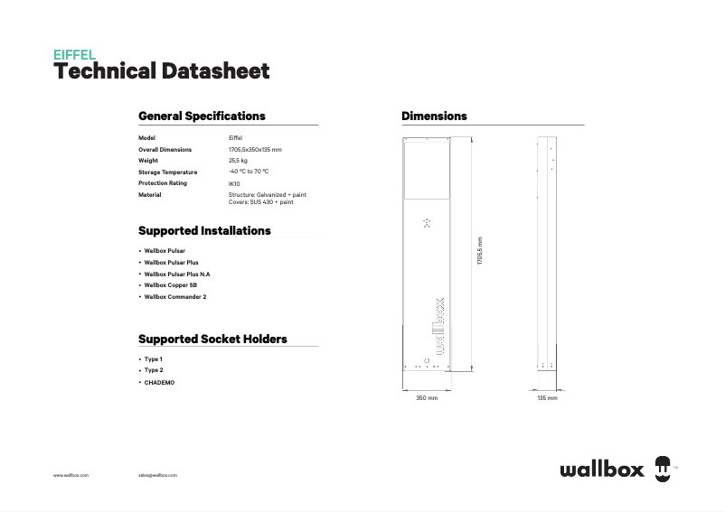 Page n°1 - Fiche technique Wallbox Pulsar Plus