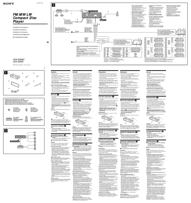 Page 1 de la notice Guide d'installation Sony CDX-S2000C