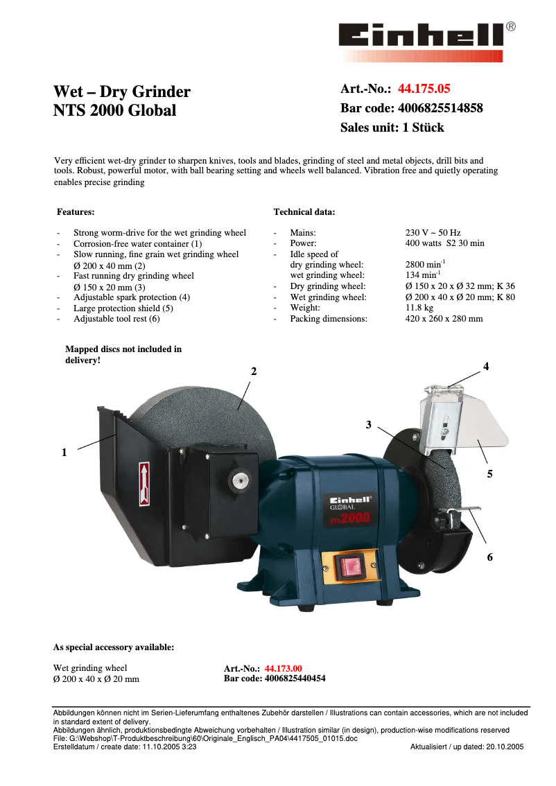Page n°1 - Fiche technique Global NTS 2000-m
