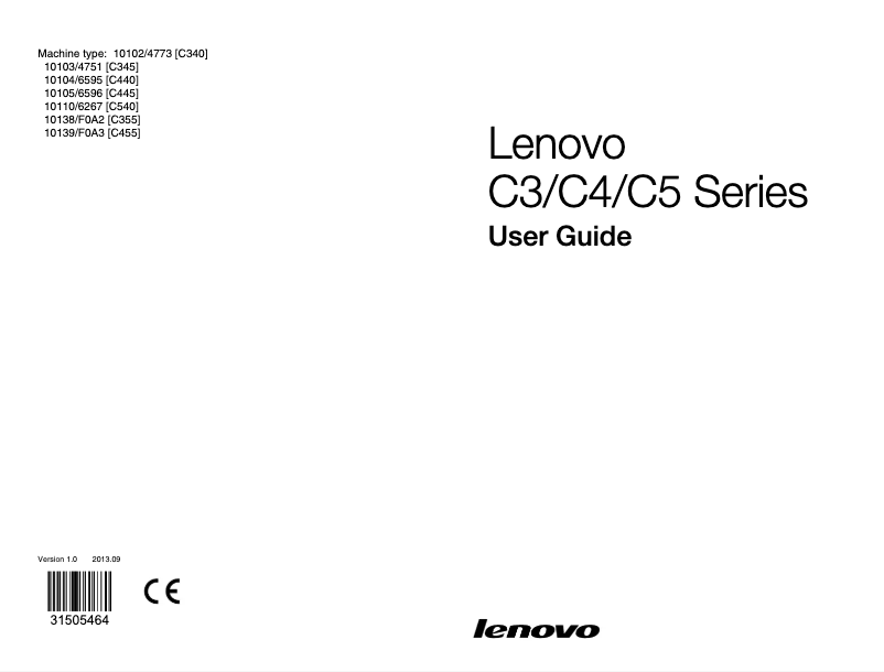 Page 1 de la notice Manuel utilisateur Lenovo C455