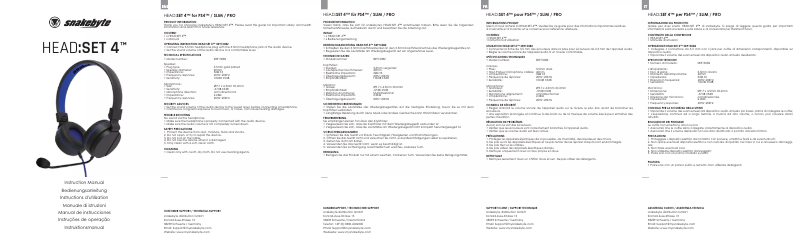 Page n°1 - Manuel utilisateur Snakebyte HEAD:SET 4