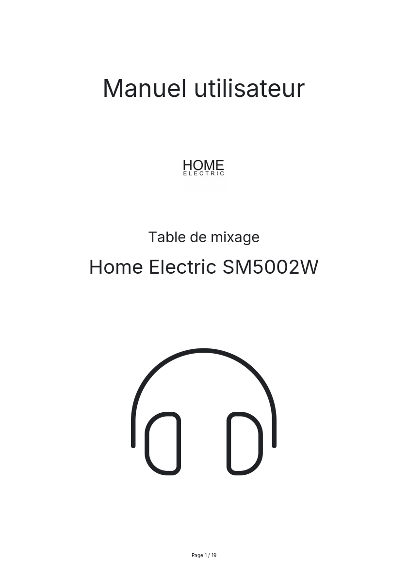 Page n°1 - Manuel utilisateur Home Electric SM5002W
