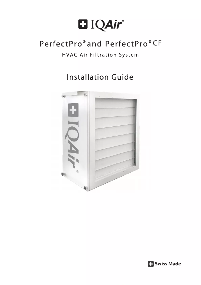 Page 1 de la notice Guide d'installation IQAir PerfectPro