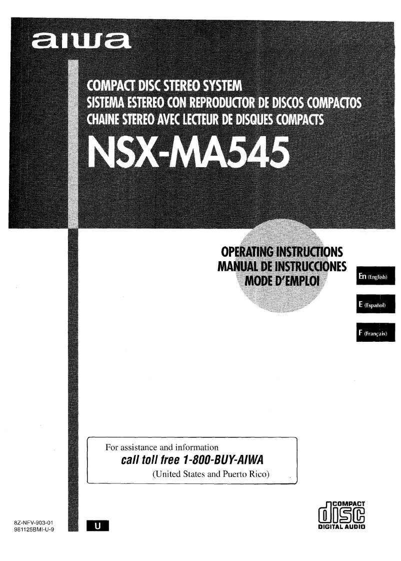 Page 1 de la notice Manuel utilisateur Aiwa NSX-MA545