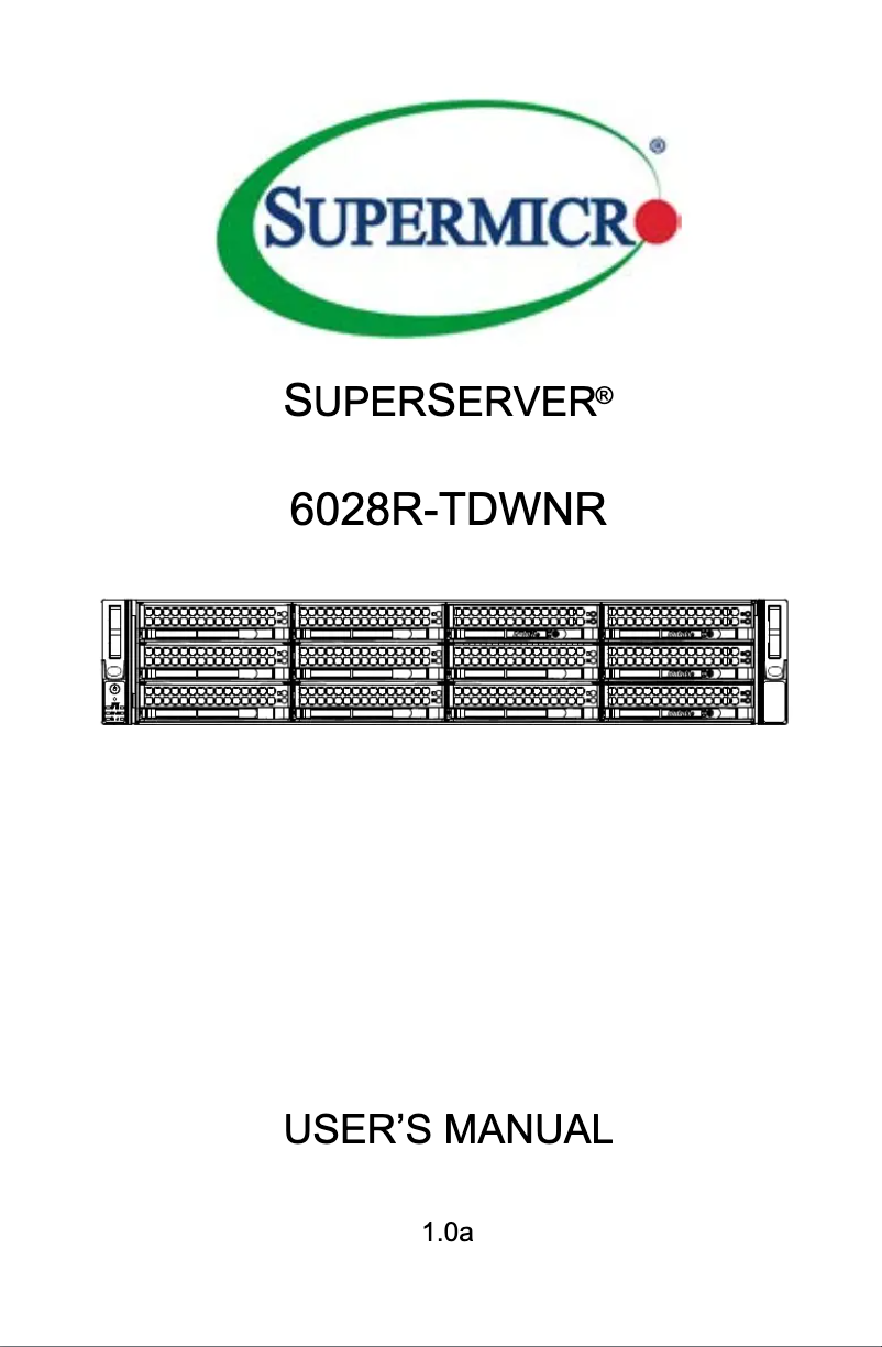 Page 1 de la notice Manuel utilisateur Supermicro SuperServer 6028R-TDWNR