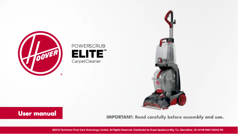 Page n°1 - Manuel utilisateur Hoover Power Scrub Elite FH50251