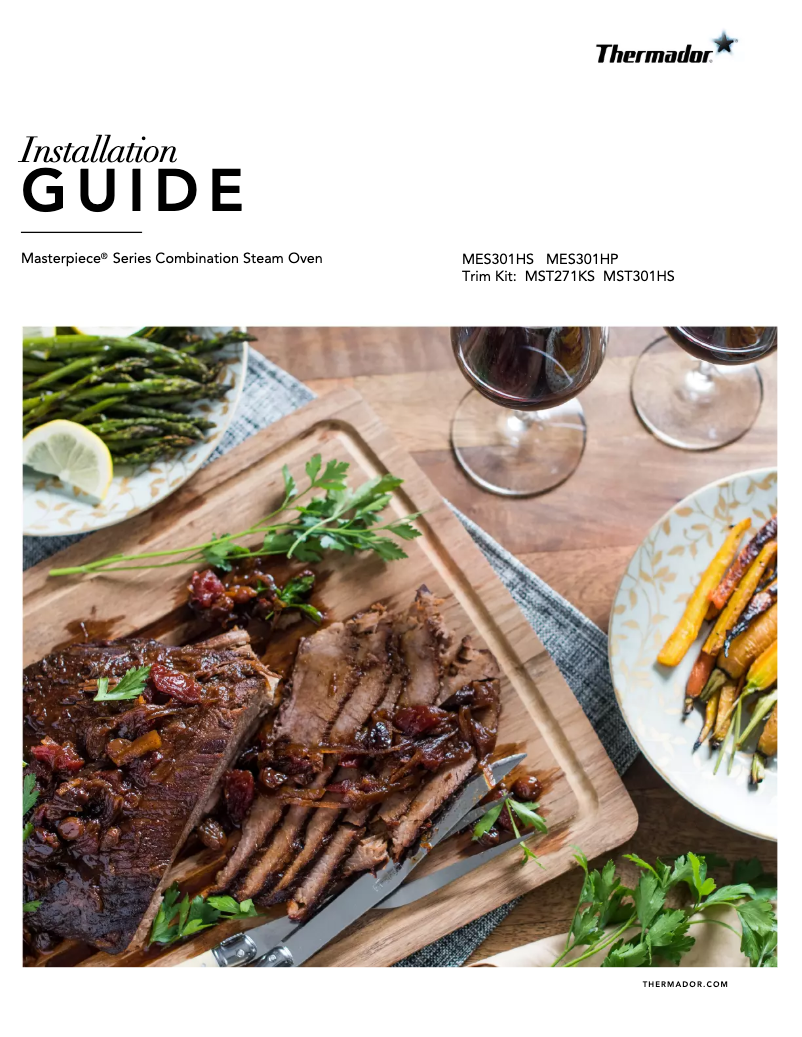 Page 1 de la notice Guide d'installation Thermador Masterpiece MES301HS
