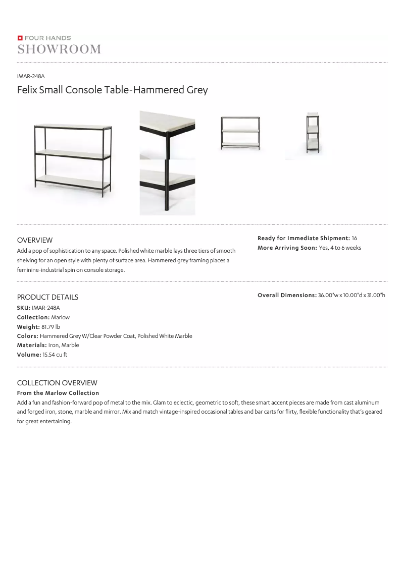 Page 1 de la notice Manuel utilisateur Four Hands Marlow IMAR-248A