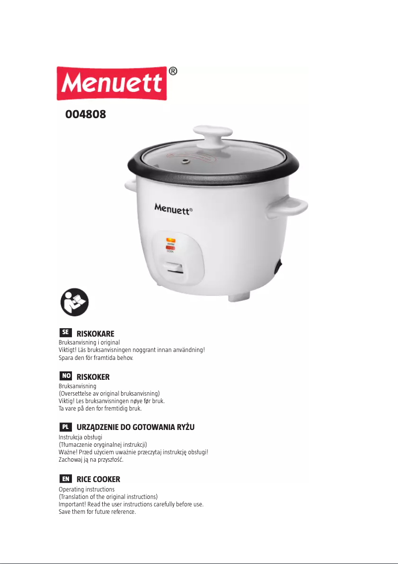 Page n°1 - Manuel utilisateur Menuett 004-808