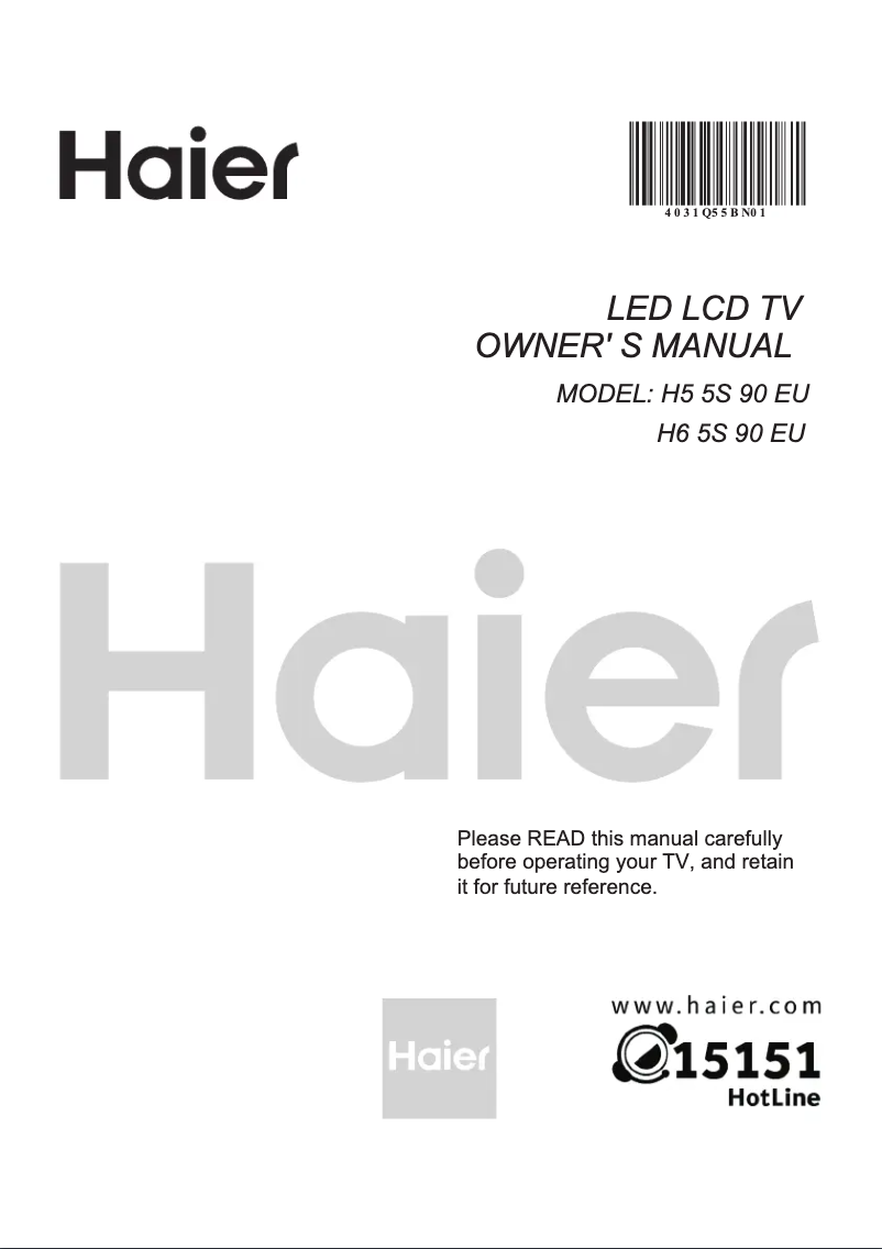 Page n°1 - Manuel utilisateur Haier H55S90EU