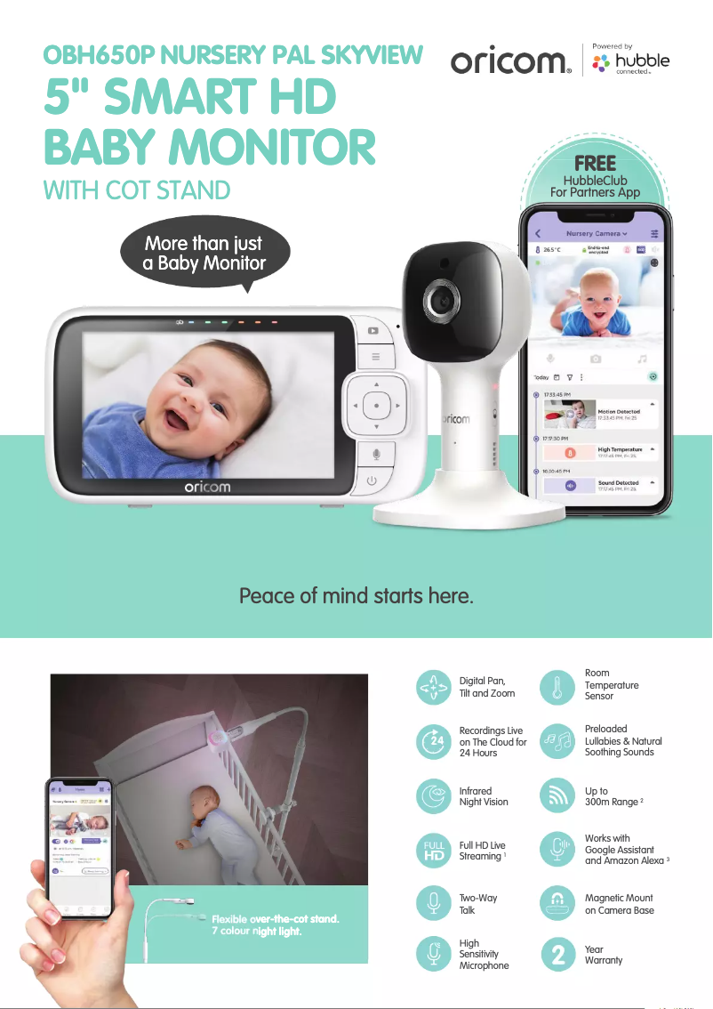 Page 1 de la notice Fiche technique Oricom OBH650P