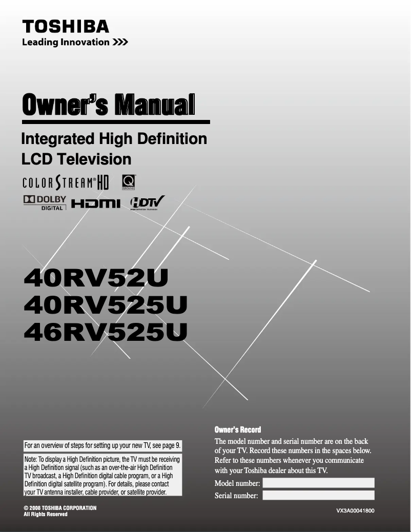 Image de la première page du manuel de l'appareil 40RV525U