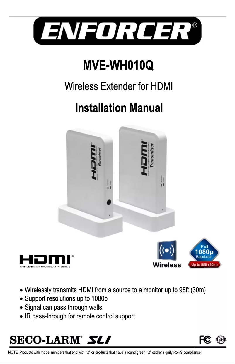 Image de la première page du manuel de l'appareil MVE-WH010Q