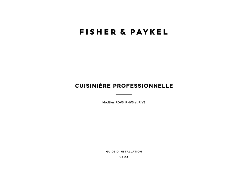 Page n°1 - Guide d'installation Fisher & Paykel RDV3-304