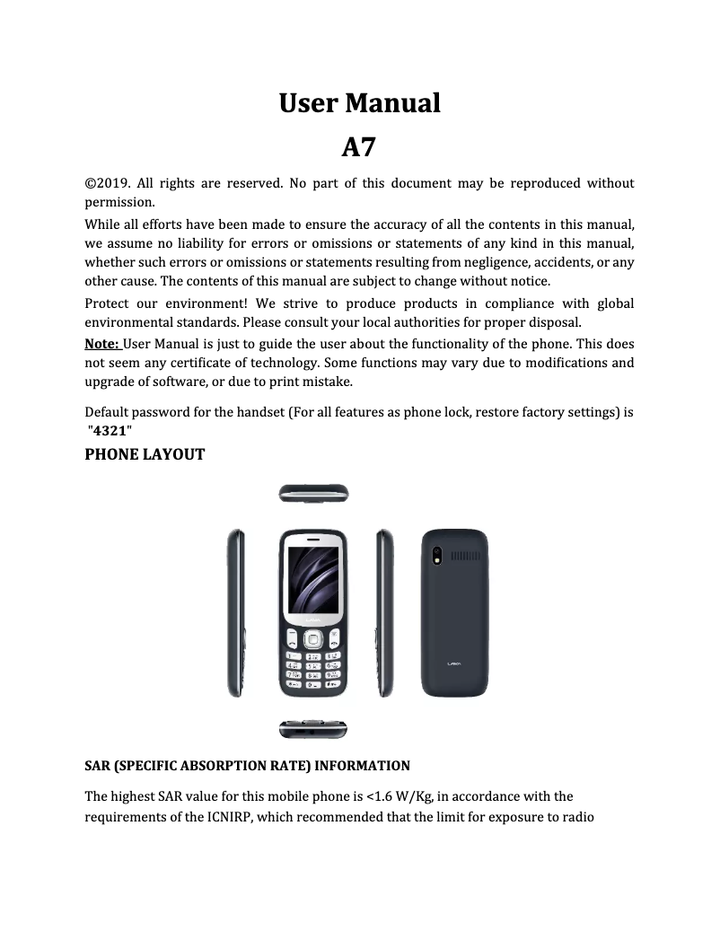 Page 1 de la notice Manuel utilisateur Lava A7