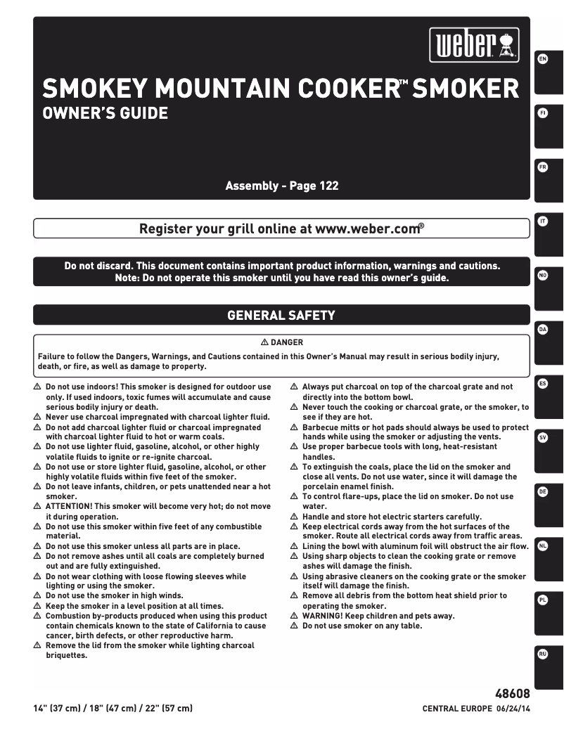 Page 1 de la notice Manuel utilisateur Weber Smokey Joe Original