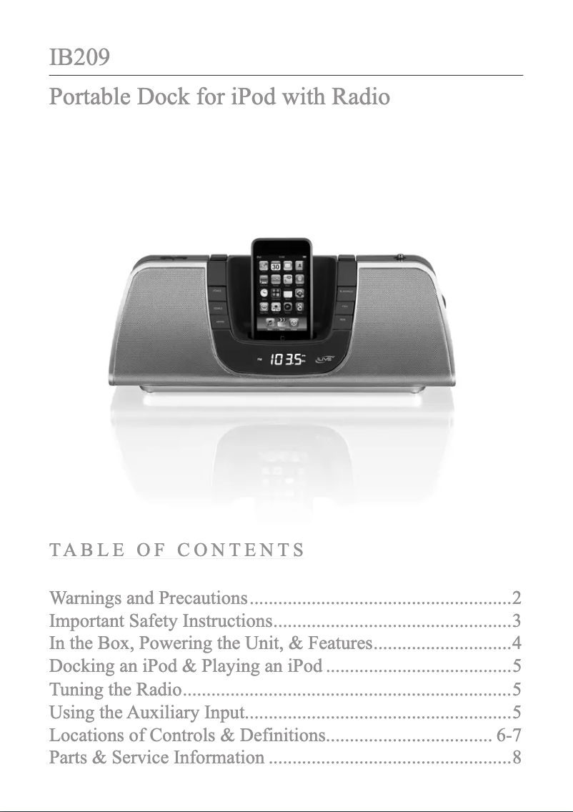 Page 1 de la notice Manuel utilisateur iLive IB209