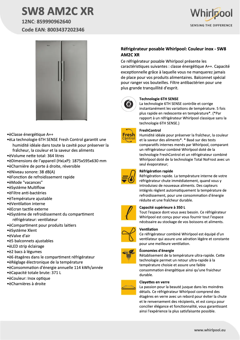 Image de la première page du manuel de l'appareil SW8 AM2C XR