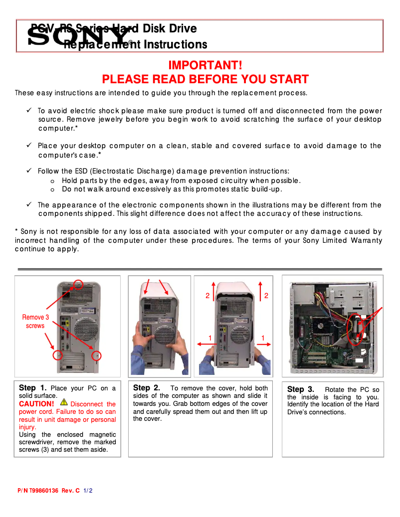 Page 1 de la notice Manuel utilisateur Sony Vaio PCV-RS35MX
