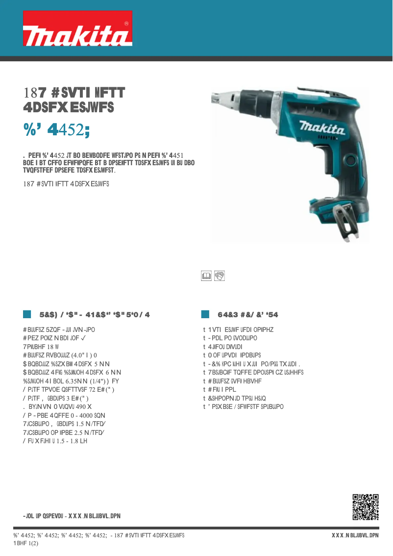 Page 1 de la notice Fiche technique Makita DFS452Z