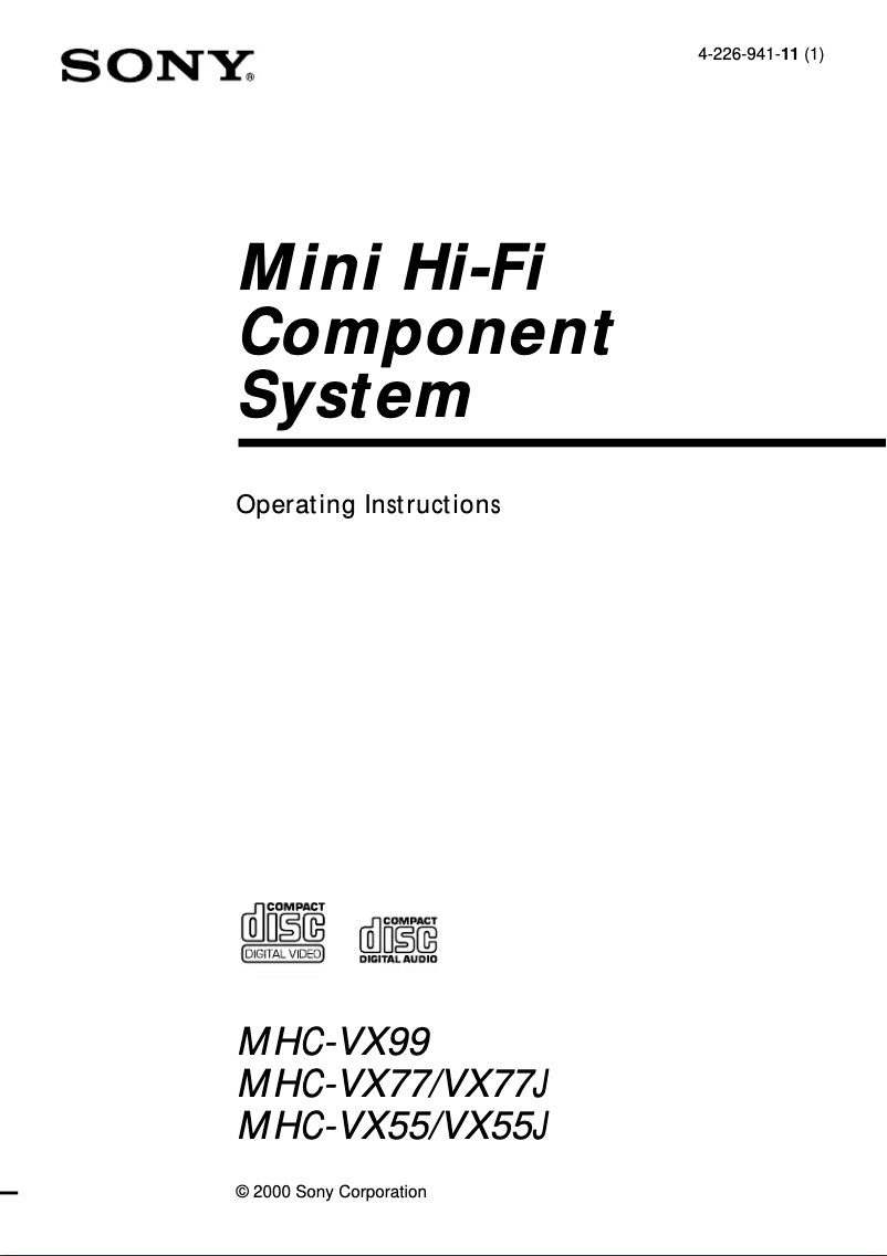 Image de la première page du manuel de l'appareil MHC-VX55J