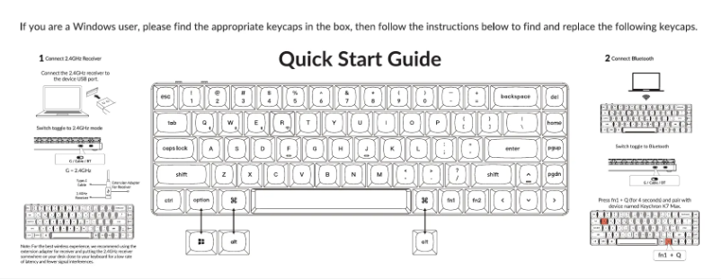 Page 1 de la notice Guide de démarrage rapide Keychron K7 Max